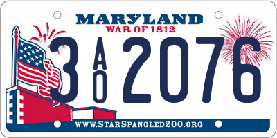 MD license plate 3AO2076