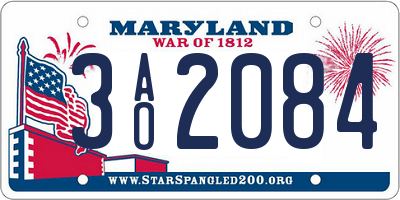 MD license plate 3AO2084