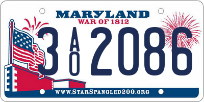 MD license plate 3AO2086