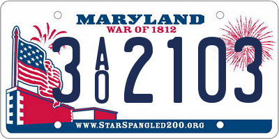MD license plate 3AO2103