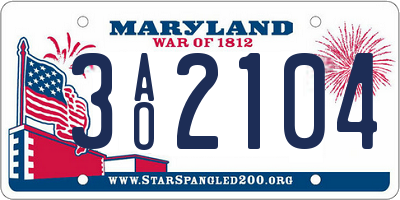 MD license plate 3AO2104