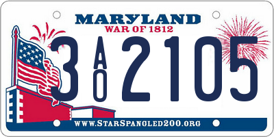 MD license plate 3AO2105