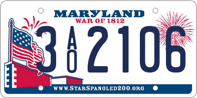MD license plate 3AO2106