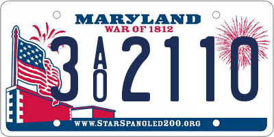 MD license plate 3AO2110