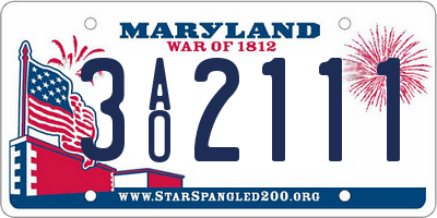 MD license plate 3AO2111
