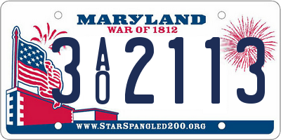 MD license plate 3AO2113