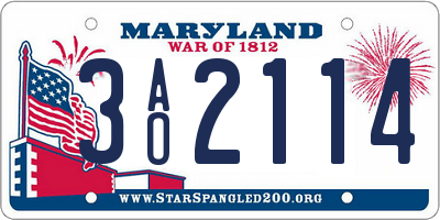 MD license plate 3AO2114