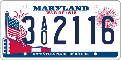 MD license plate 3AO2116