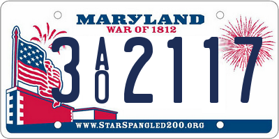 MD license plate 3AO2117