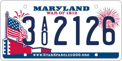 MD license plate 3AO2126