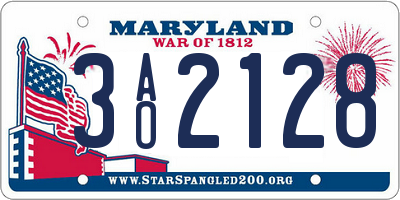 MD license plate 3AO2128