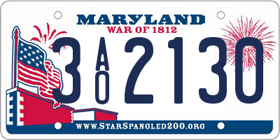 MD license plate 3AO2130