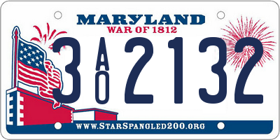 MD license plate 3AO2132