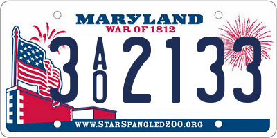 MD license plate 3AO2133