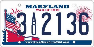 MD license plate 3AO2136