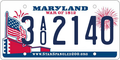 MD license plate 3AO2140