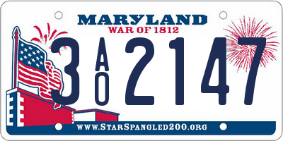 MD license plate 3AO2147