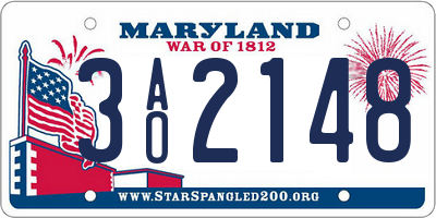 MD license plate 3AO2148
