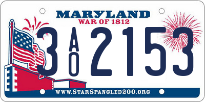MD license plate 3AO2153