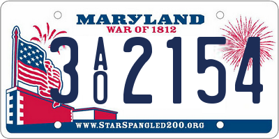 MD license plate 3AO2154