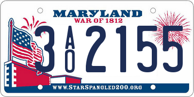 MD license plate 3AO2155