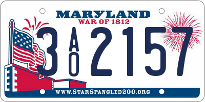 MD license plate 3AO2157