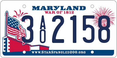 MD license plate 3AO2158