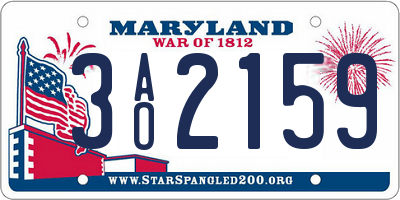 MD license plate 3AO2159