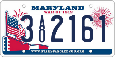 MD license plate 3AO2161