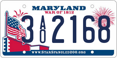MD license plate 3AO2168