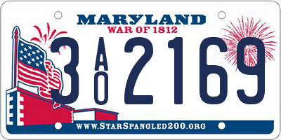 MD license plate 3AO2169