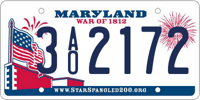 MD license plate 3AO2172