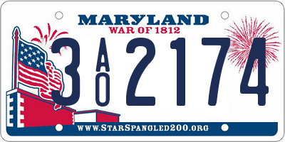 MD license plate 3AO2174