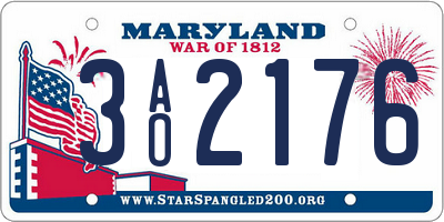 MD license plate 3AO2176