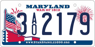 MD license plate 3AO2179