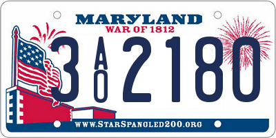 MD license plate 3AO2180