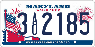 MD license plate 3AO2185