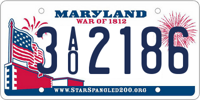 MD license plate 3AO2186