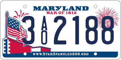 MD license plate 3AO2188