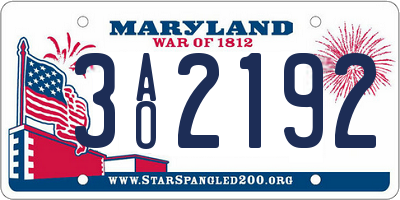 MD license plate 3AO2192