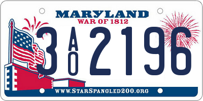 MD license plate 3AO2196