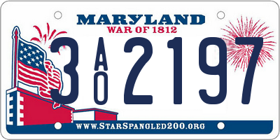 MD license plate 3AO2197