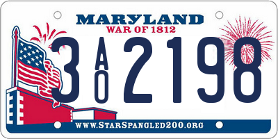 MD license plate 3AO2198