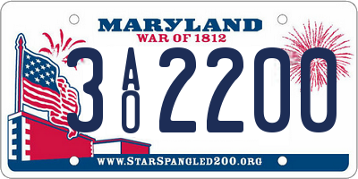 MD license plate 3AO2200