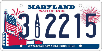 MD license plate 3AO2215