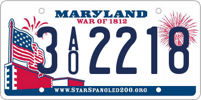 MD license plate 3AO2218