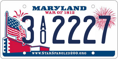 MD license plate 3AO2227