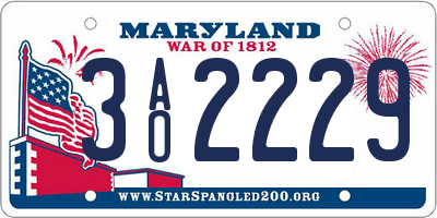 MD license plate 3AO2229