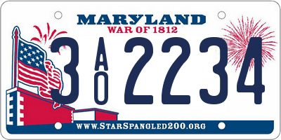 MD license plate 3AO2234