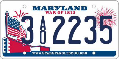 MD license plate 3AO2235